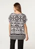 Blue Vanilla Black Round Neck Top With Abstract Print - Large Image 4