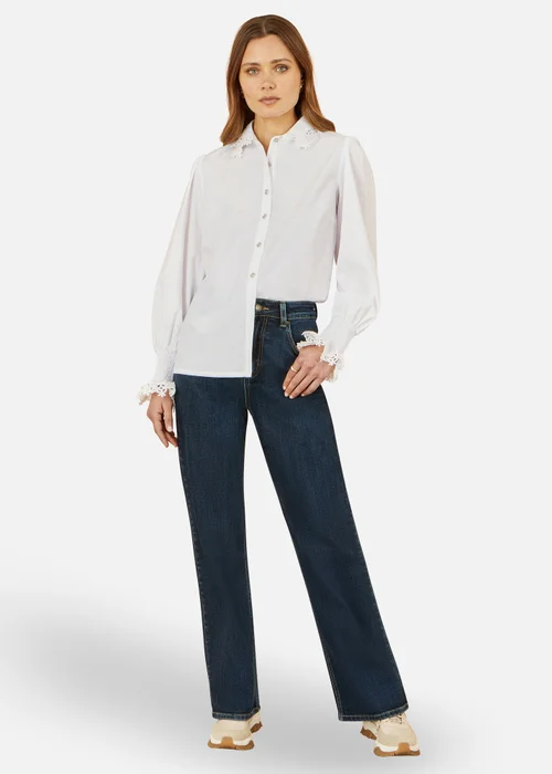 Yumi White Lace Trim Shirt - Size 10 Image 1