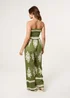Blue Vanilla Khaki Halter Neck Shirred Waist Jumpsuit - M/L Image 4