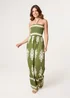 Blue Vanilla Khaki Halter Neck Shirred Waist Jumpsuit - M/L Image 3