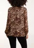Blue Vanilla Brown Leopard Print Pleated Top - Small/Medium Image 2