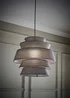 ValueLights Valerie Linen Grey Tiered Easy Fit Lampshade - One Size Image 1