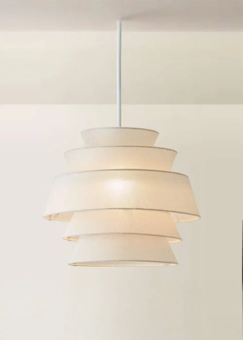 ValueLights Valerie Linen Natural Tiered Easy Fit Lampshade - One Size Image 3