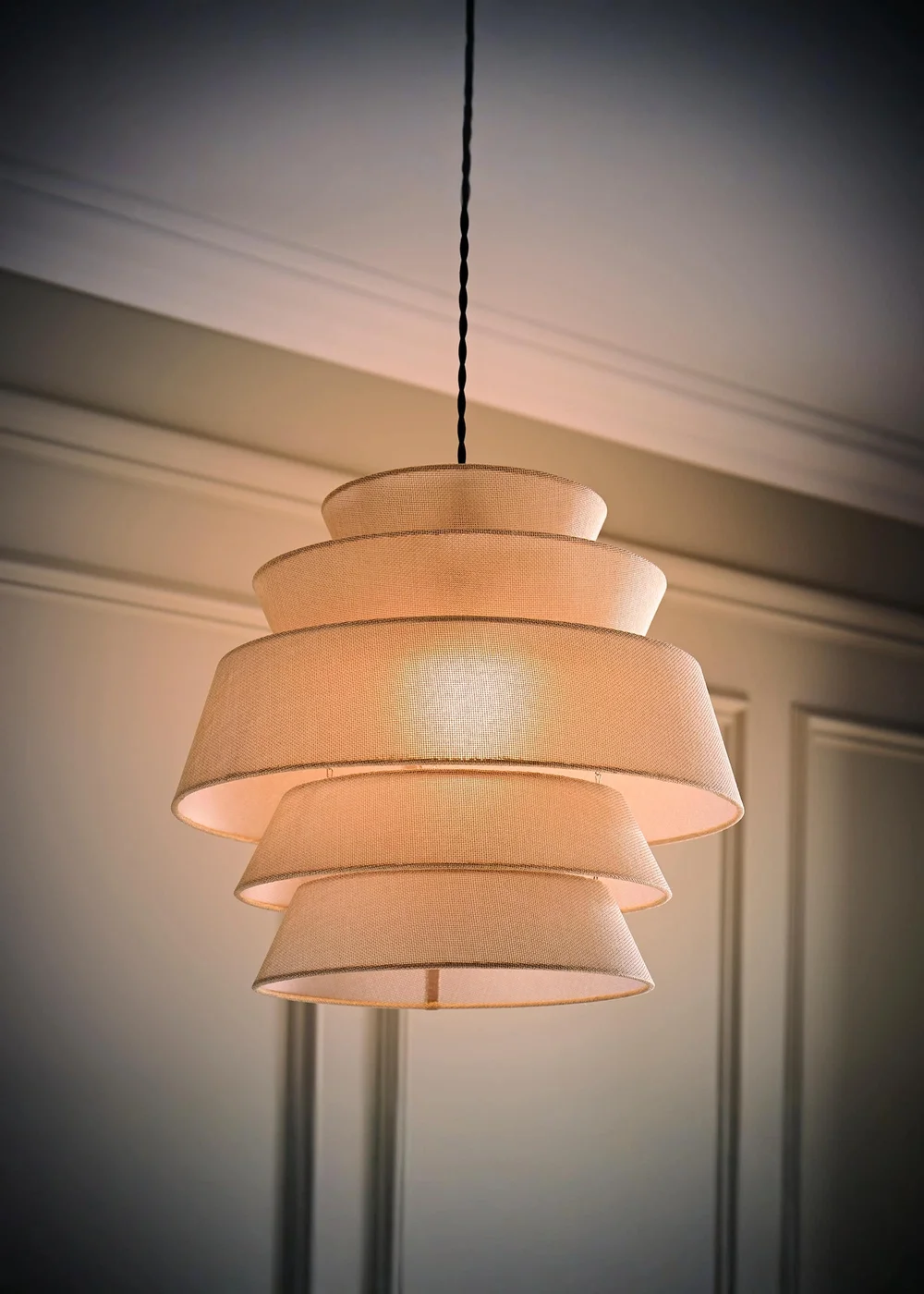 ValueLights Valerie Linen Natural Tiered Easy Fit Lampshade - One Size Image 2