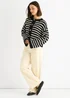 Gini London Black Stripe Cable Knit Crop Cardigan - L/XL Image 4