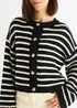 Gini London Black Stripe Cable Knit Crop Cardigan - L/XL Image 3