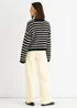 Gini London Black Stripe Cable Knit Crop Cardigan - L/XL Image 2