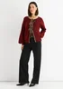 Gini London Burgundy Contrast Animal Tie Oversized Knit Cardigan - S/M Image 1