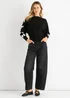 Gini London Black Slash Neck Crop Bow Knit Jumper - M/L Image 1