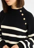 Gini London Black Stripe Cable Knit Button Oversized Jumper - Small/Medium Image 4