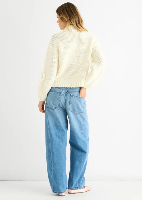 Gini London Clear Heart Bubble Chunky Knit High Neck Jumper - Large/Extra Large Image 2