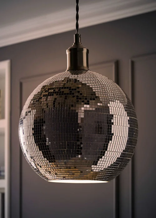 ValueLights Dolly Silver Disco Ball Easy Fit Lampshade - One Size Image 2