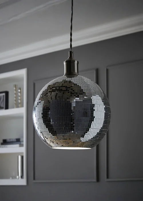 ValueLights Dolly Silver Disco Ball Easy Fit Lampshade - One Size Image 1