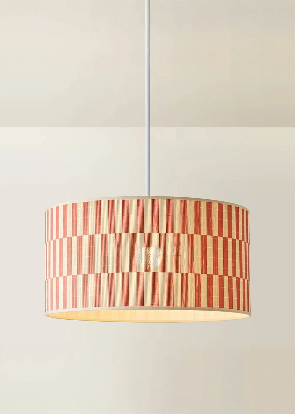 ValueLights Lori Orange Checker Bamboo Easy Fit Lampshade - One Size Image 3
