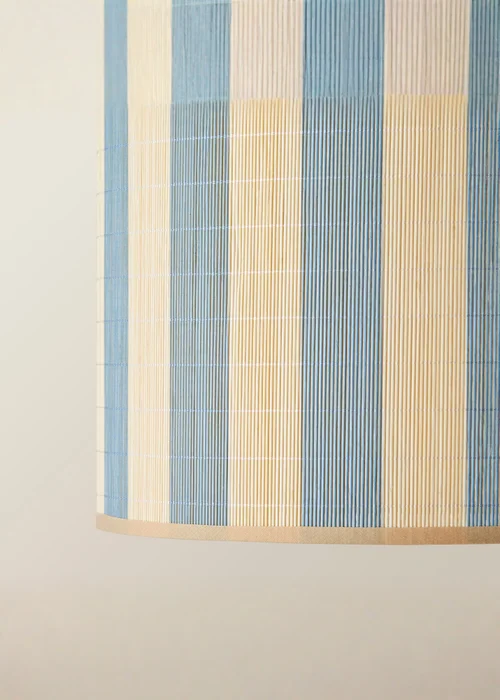 ValueLights Lori Blue Stripe Bamboo Easy Fit Lampshade - One Size Image 4