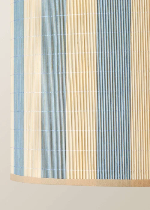 ValueLights Lori Blue Stripe Bamboo Easy Fit Lampshade - One Size Image 3