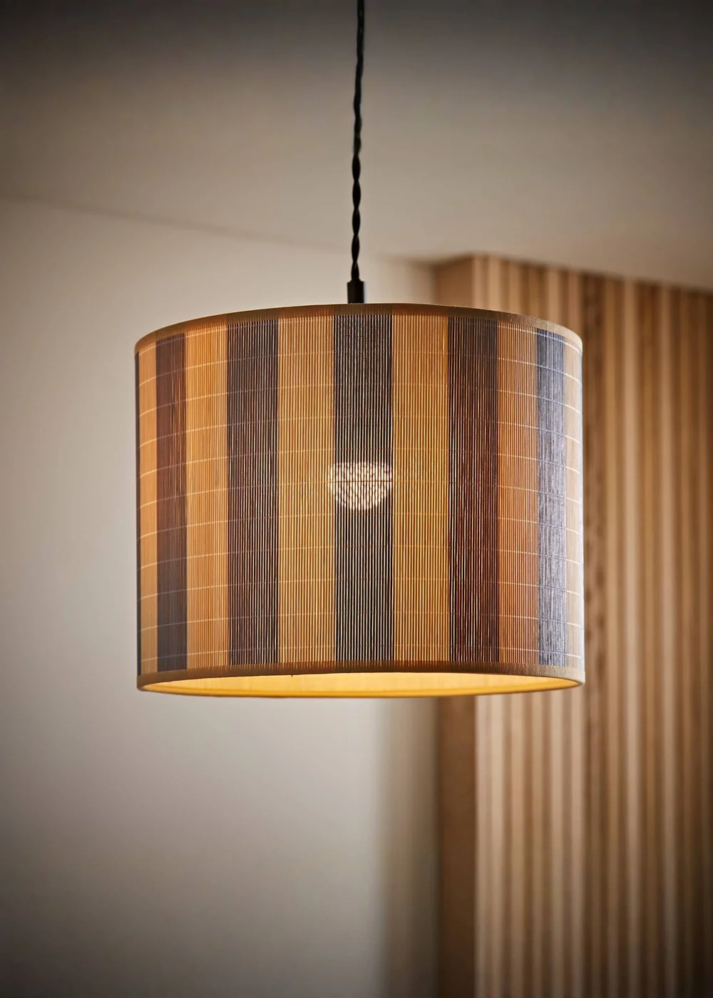 ValueLights Lori Blue Stripe Bamboo Easy Fit Lampshade - One Size Image 1