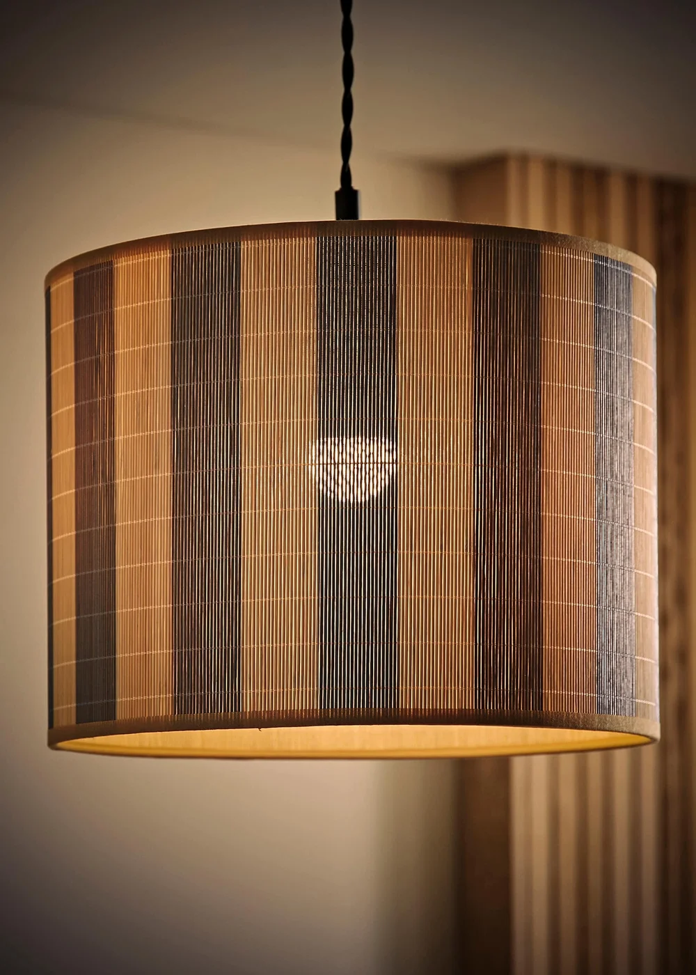 ValueLights Lori Blue Stripe Bamboo Easy Fit Lampshade - One Size Image 2