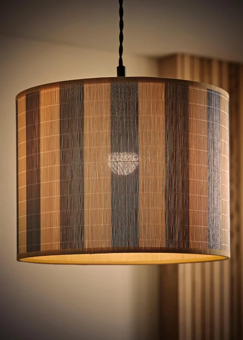 ValueLights Lori Blue Stripe Bamboo Easy Fit Lampshade - One Size Image 2