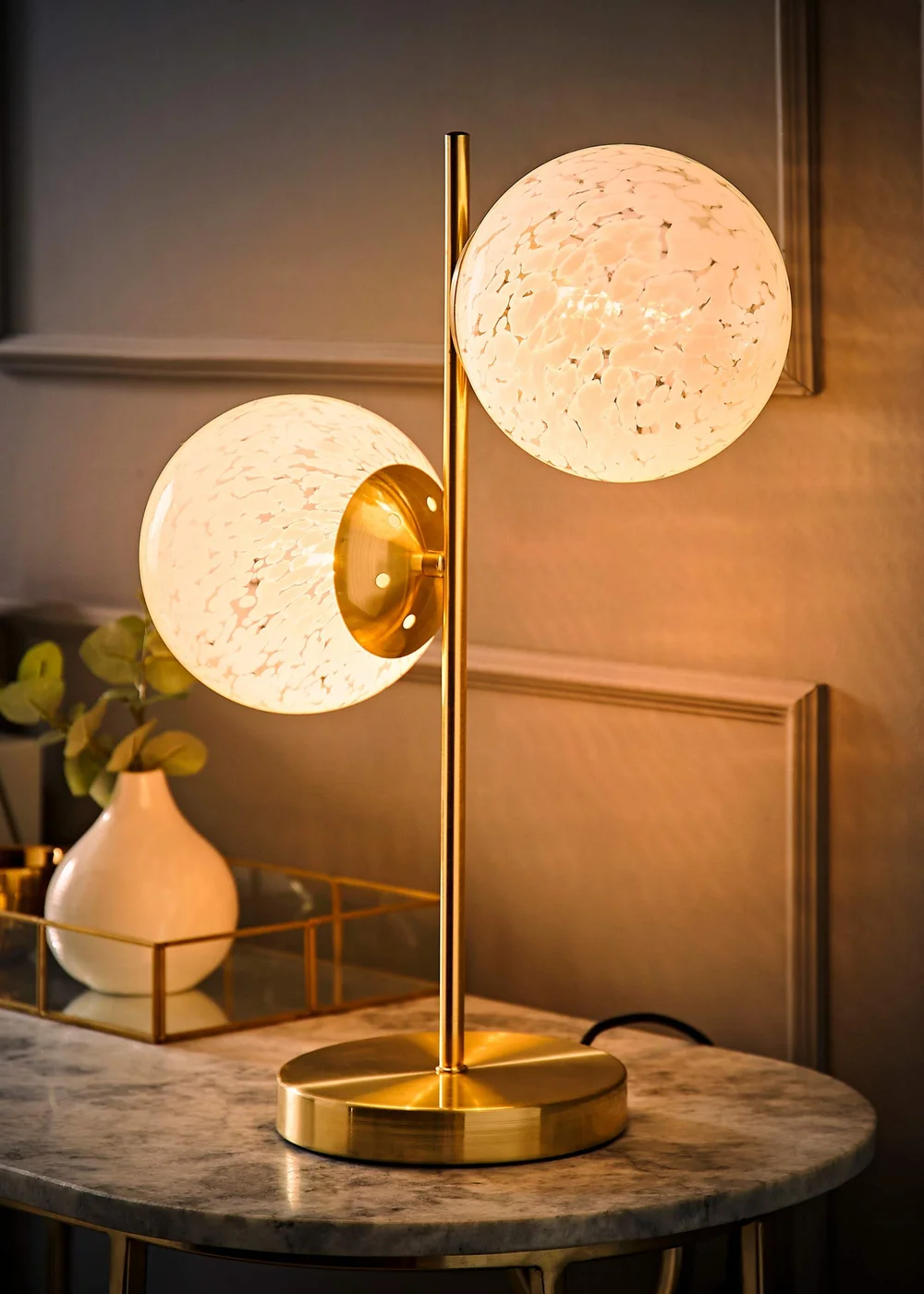 ValueLights Jas Gold Table Lamp with Confetti Glass Lampshades - One Size Image 2