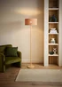ValueLights Heather Light Wood Floor Lamp with Orange Bamboo Lampshade - One Size Image 1