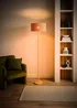 ValueLights Heather Light Wood Floor Lamp with Orange Bamboo Lampshade - One Size Image 2
