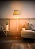 ValueLights Rose Pink Bobbin Floor Lamp with Floral Pleated Lampshade - One Size Image 2
