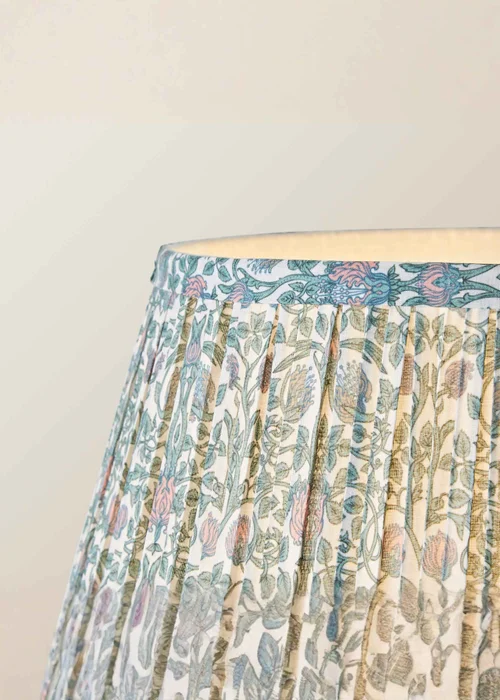 ValueLights Rose Pink Bobbin Floor Lamp with Floral Pleated Lampshade - One Size Image 4