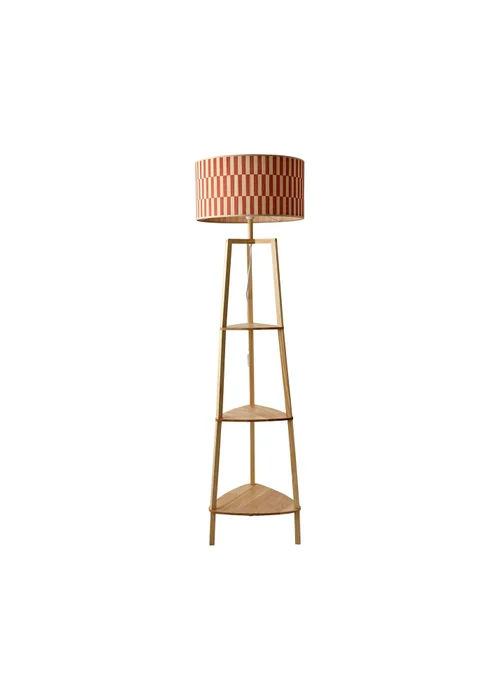 ValueLights Hiru Natural Floor Lamp with Orange Bamboo Lampshade - One Size Image 2