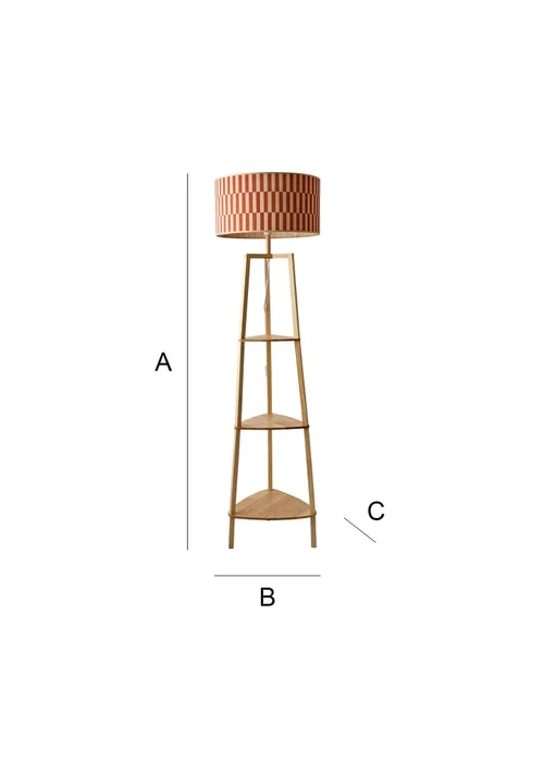 ValueLights Hiru Natural Floor Lamp with Orange Bamboo Lampshade - One Size Image 6