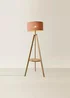 ValueLights Morrigan Natural Floor Lamp with Orange Bamboo Lampshade - One Size Image 5