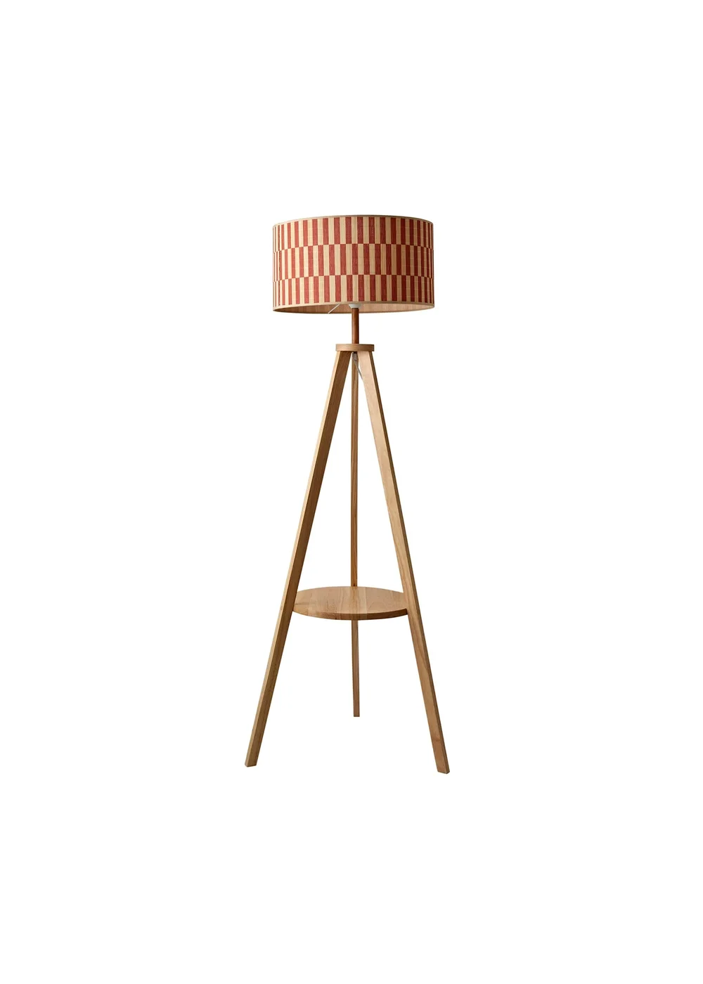 ValueLights Morrigan Natural Floor Lamp with Orange Bamboo Lampshade - One Size Image 2
