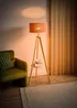 ValueLights Morrigan Natural Floor Lamp with Orange Bamboo Lampshade - One Size Image 3