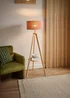 ValueLights Morrigan Natural Floor Lamp with Orange Bamboo Lampshade - One Size Image 1