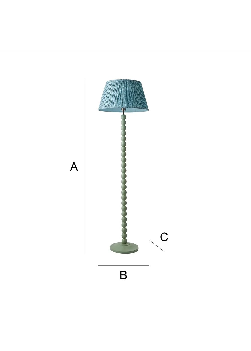 ValueLights Sage Green Bobbin Floor Lamp with Leaf Pleated Lampshade - One Size Image 6