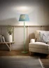 ValueLights Sage Green Bobbin Floor Lamp with Leaf Pleated Lampshade - One Size Image 1