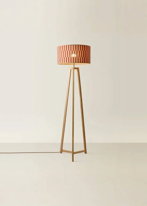 ValueLights Lottie Natural Floor Lamp with Orange Bamboo Lampshade - One Size Image 3