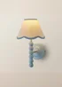 ValueLights Pair of Powder Blue Bobbin Wall Lights with Scallop Lampshades - One Size Image 6