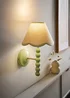 ValueLights Pair of Sage Green Bobbin Wall Lights with Scallop Lampshades - One Size Image 2
