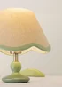 ValueLights Sage Green Bobbin Wall Light with Scallop Lampshade - One Size Image 4