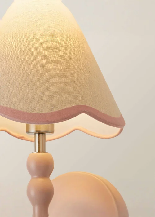 ValueLights Rose Pink Bobbin Wall Light with Scallop Lampshade - One Size Image 4