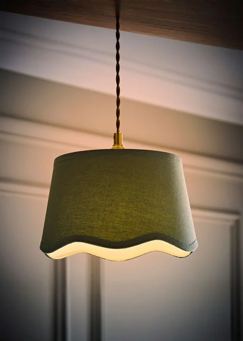 ValueLights Mabel Small Scalloped Sage Green Easy Fit Lampshade - One Size Image 2