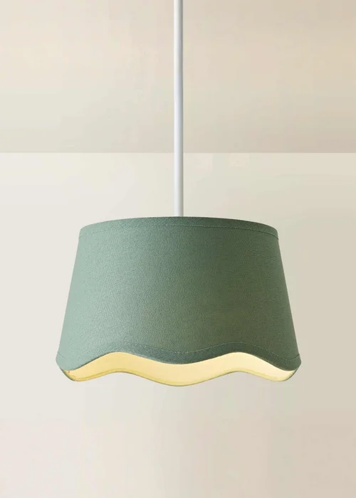 ValueLights Mabel Small Scalloped Sage Green Easy Fit Lampshade - One Size Image 3