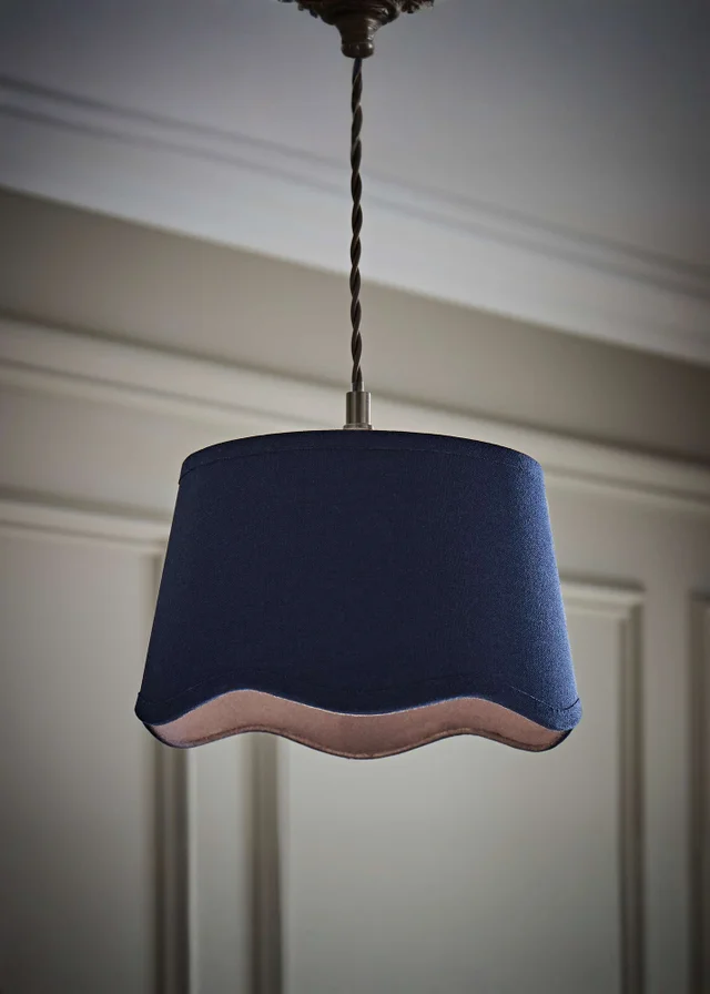 ValueLights Mabel Small Scalloped Navy Easy Fit Lampshade