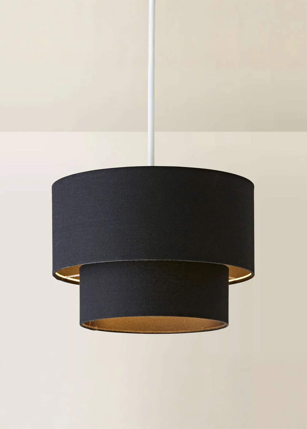 ValueLights Jodie Two Tier Black Linen Easy Fit Lampshade - One Size Image 3