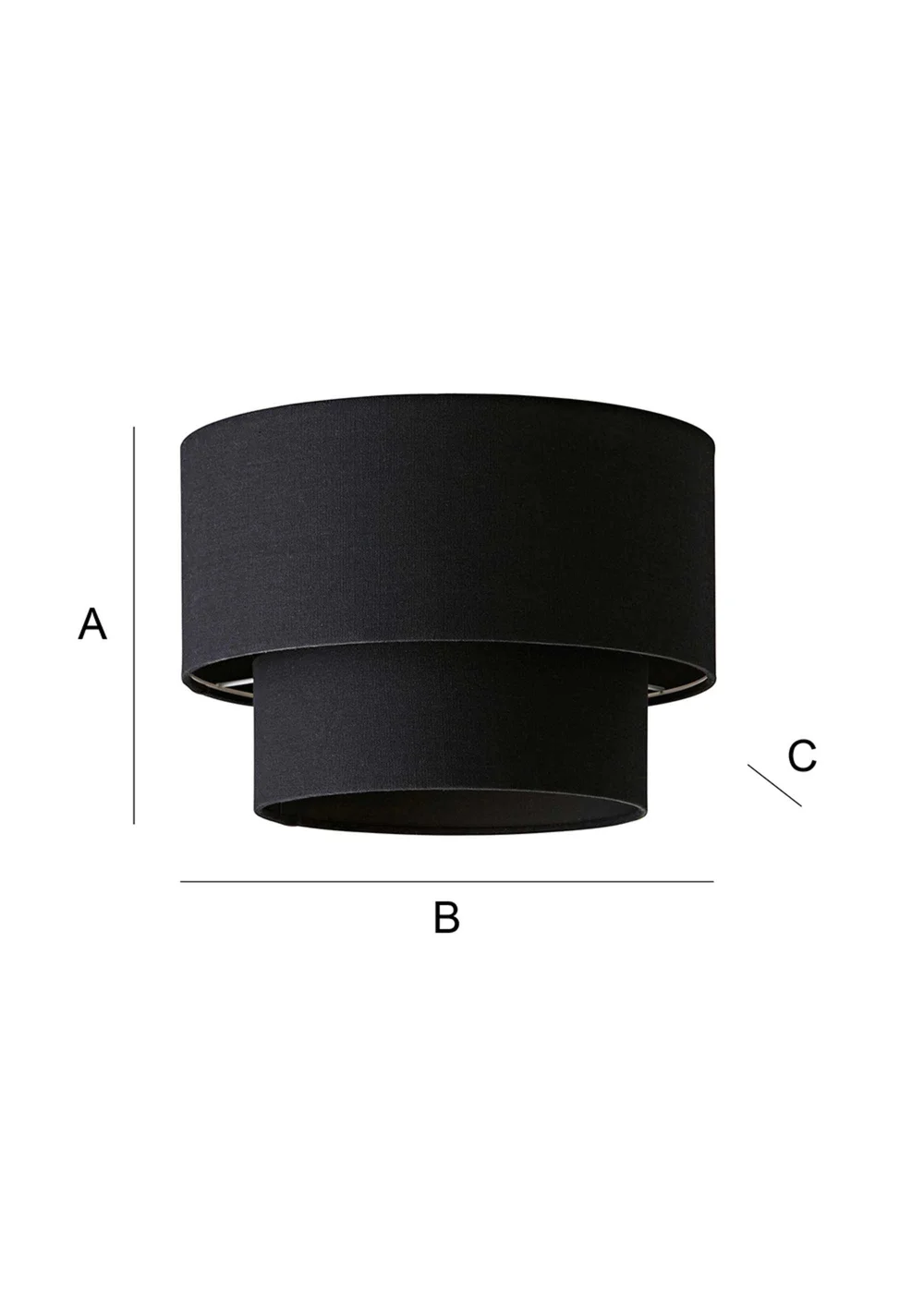 ValueLights Jodie Two Tier Black Linen Easy Fit Lampshade - One Size Image 6
