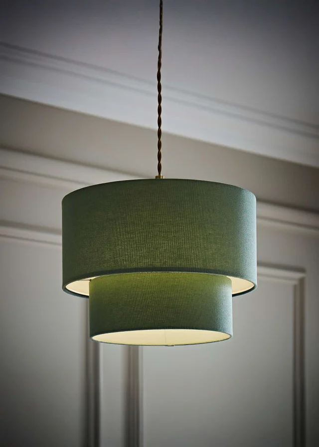 ValueLights Jodie Two Tier Sage Linen Easy Fit Lampshade