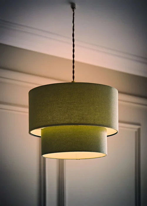 ValueLights Jodie Two Tier Sage Linen Easy Fit Lampshade - One Size Image 2