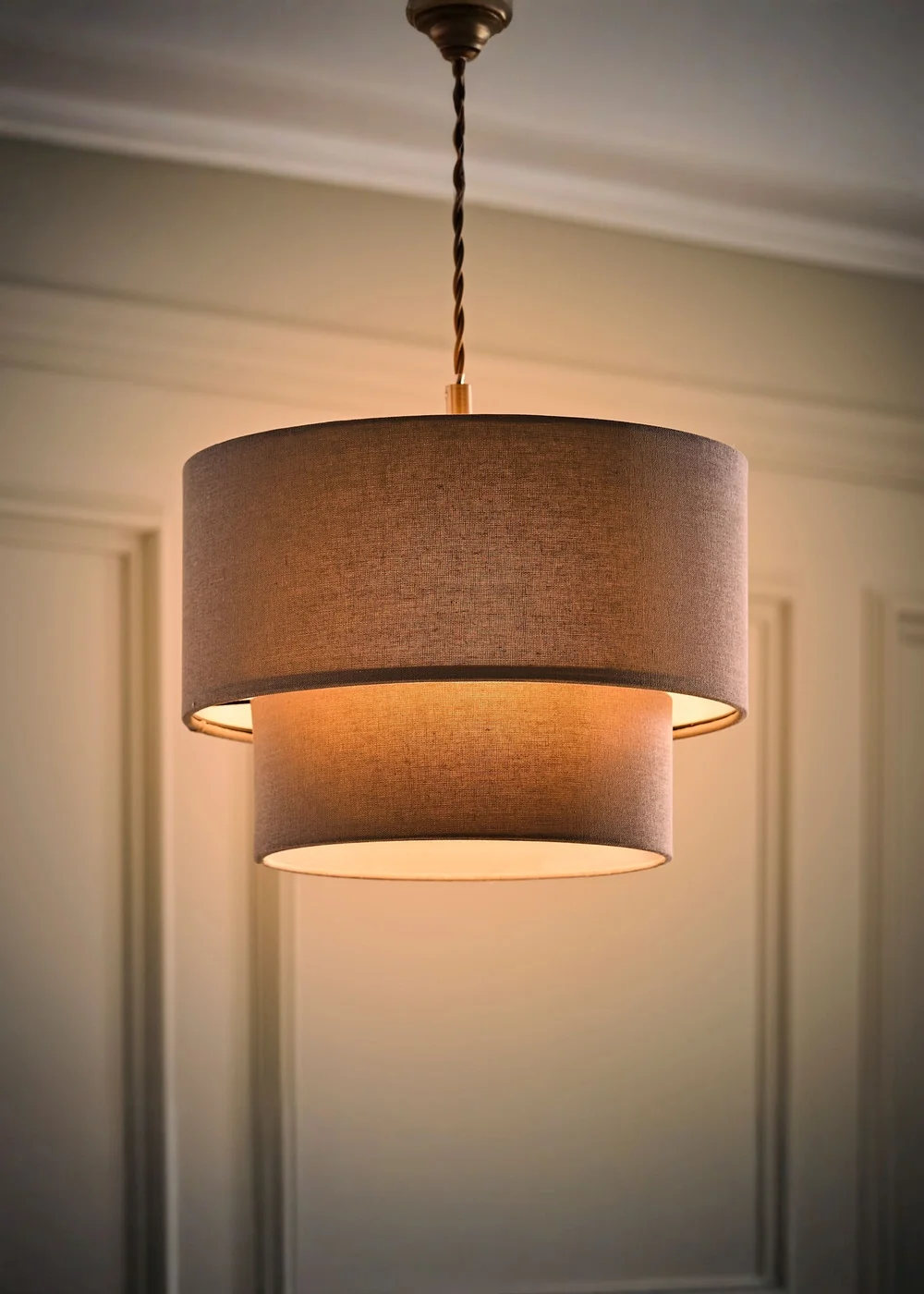 ValueLights Jodie Two Tier Grey Linen Easy Fit Lampshade - One Size Image 2