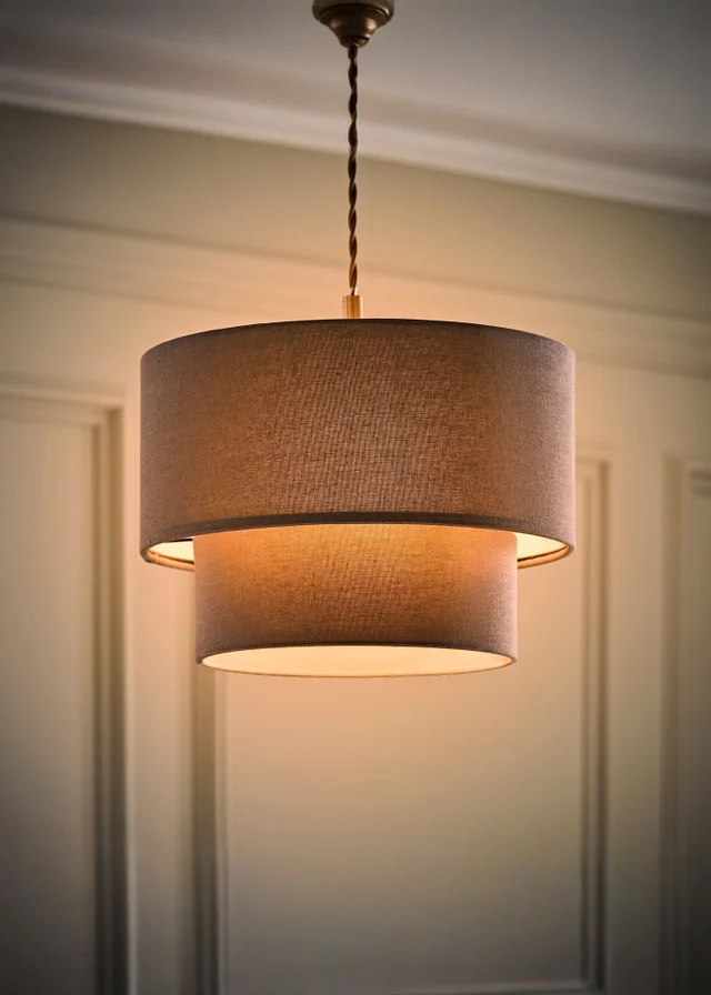 ValueLights Jodie Two Tier Grey Linen Easy Fit Lampshade